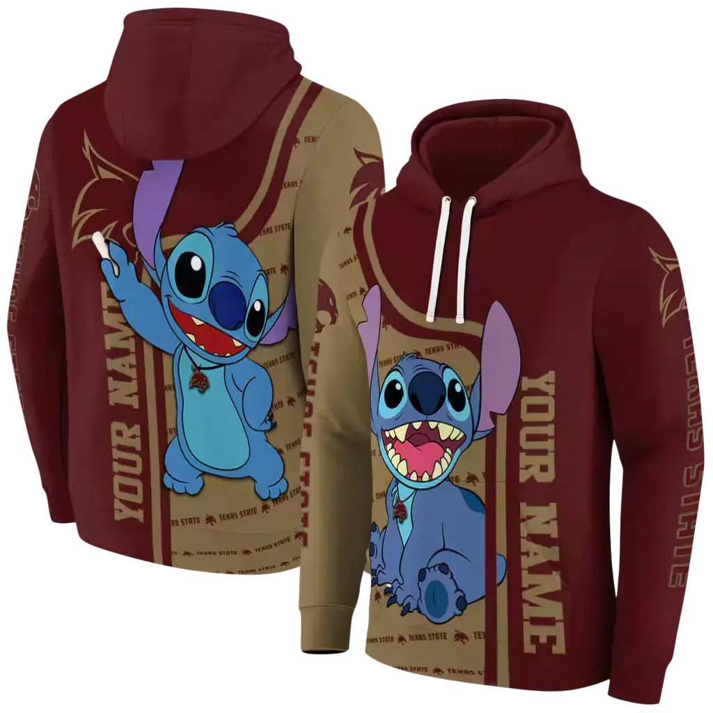 personalized texas state bobcats stitch maroon hoodie fashion forward personalized texas state bobcats stitch maroon hoodie fashion forward