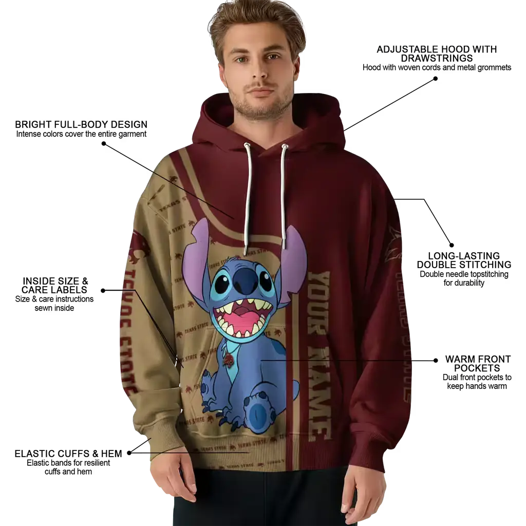 personalized texas state bobcats stitch maroon hoodie latest model personalized texas state bobcats stitch maroon hoodie latest model