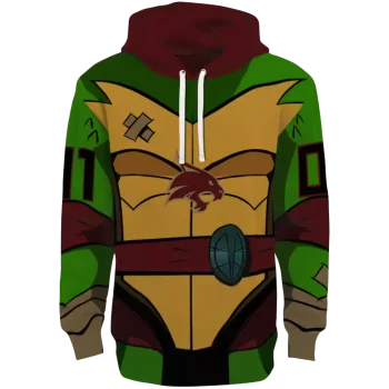 personalized texas state bobcats superhero armor maroon green hoodie best selling