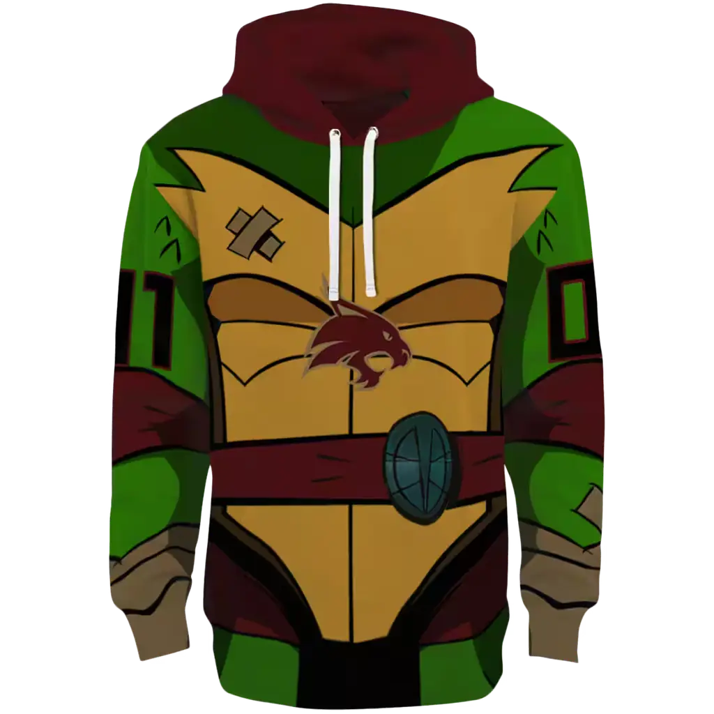 personalized texas state bobcats superhero armor maroon green hoodie best selling personalized texas state bobcats superhero armor maroon green hoodie best selling