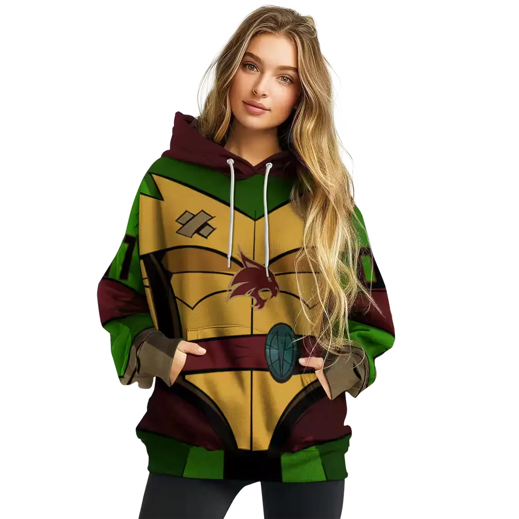 personalized texas state bobcats superhero armor maroon green hoodie high quality personalized texas state bobcats superhero armor maroon green hoodie high quality