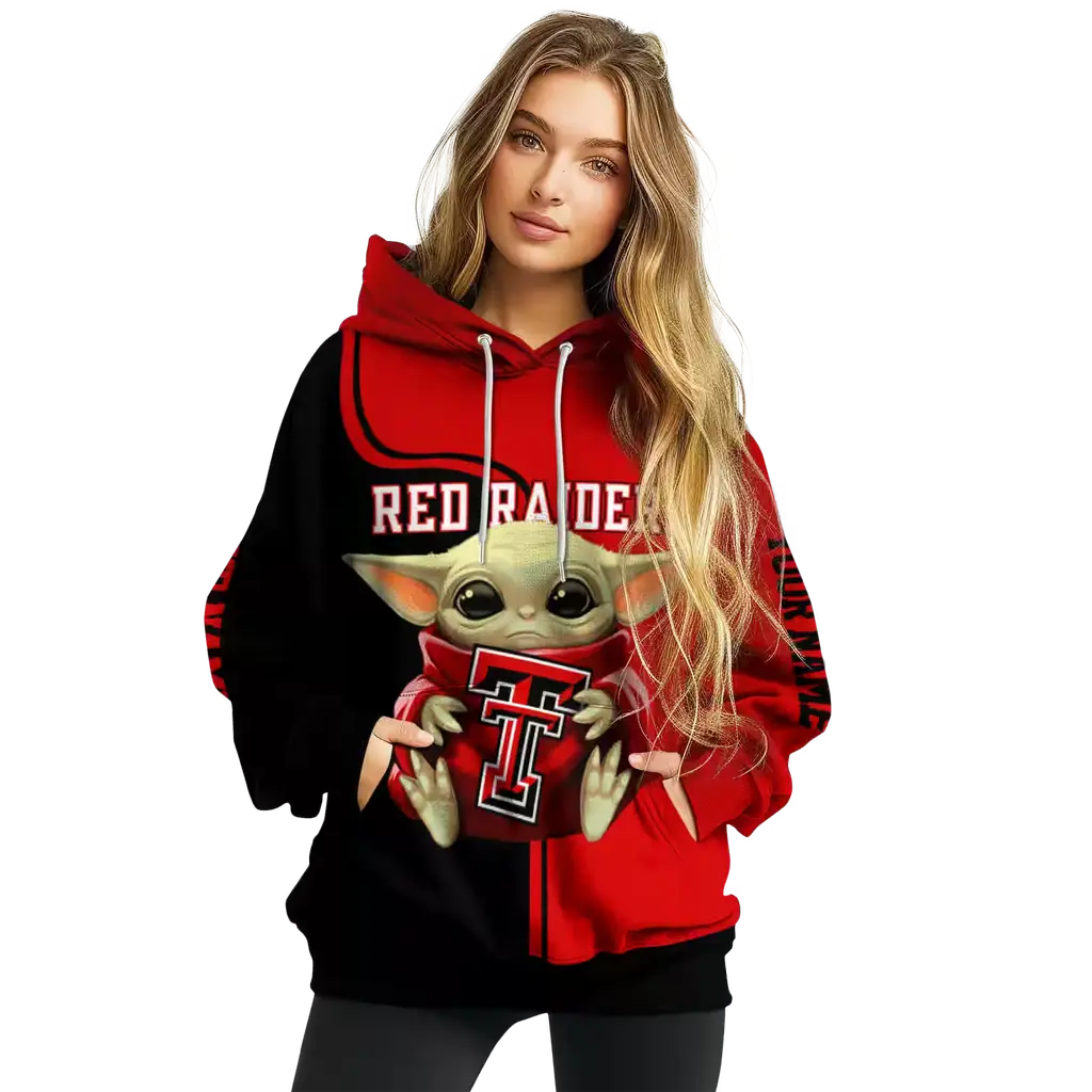 personalized texas tech red raiders baby yoda red black hoodie high quality personalized texas tech red raiders baby yoda red black hoodie high quality