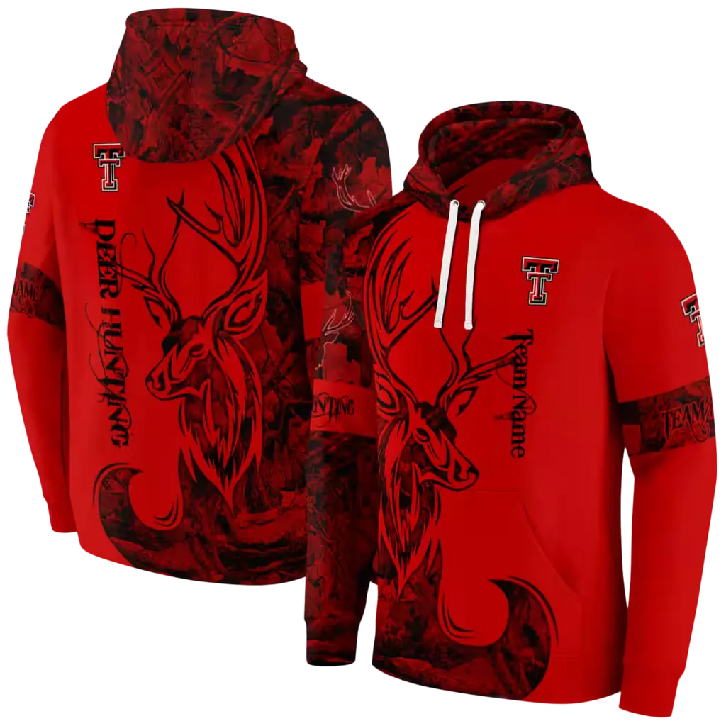 personalized texas tech red raiders deer silhouette red hoodie fashion forward personalized texas tech red raiders deer silhouette red hoodie fashion forward