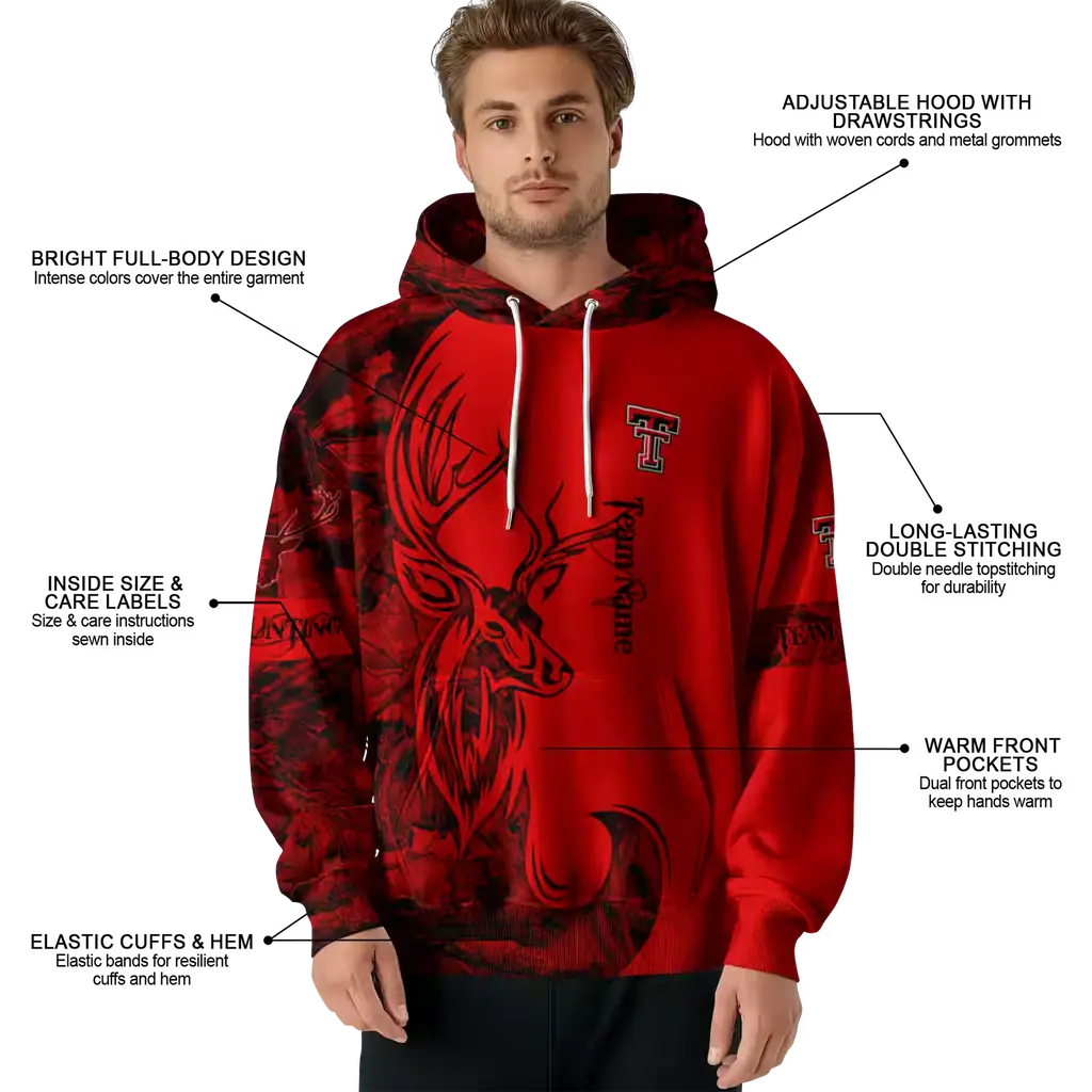 personalized texas tech red raiders deer silhouette red hoodie latest model personalized texas tech red raiders deer silhouette red hoodie latest model