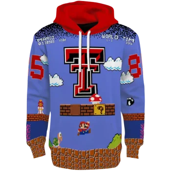 personalized texas tech red raiders mario blue black hoodie best selling
