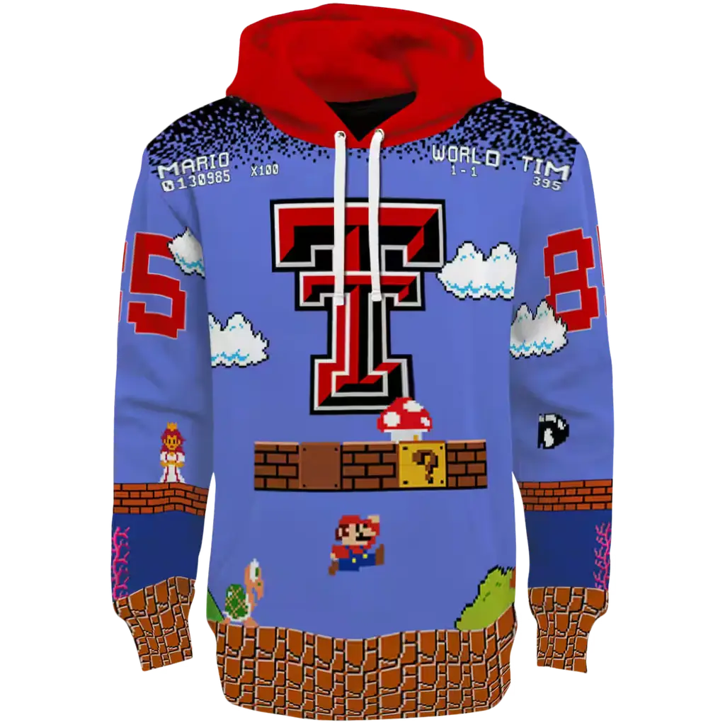 personalized texas tech red raiders mario blue black hoodie best selling personalized texas tech red raiders mario blue black hoodie best selling