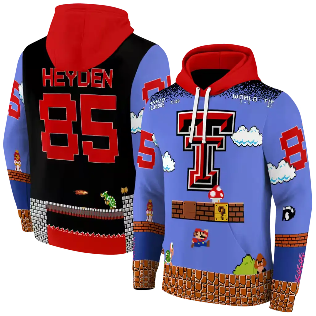 personalized texas tech red raiders mario blue black hoodie fashion forward personalized texas tech red raiders mario blue black hoodie fashion forward