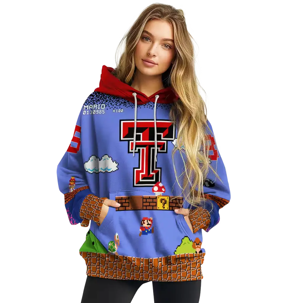 personalized texas tech red raiders mario blue black hoodie high quality personalized texas tech red raiders mario blue black hoodie high quality