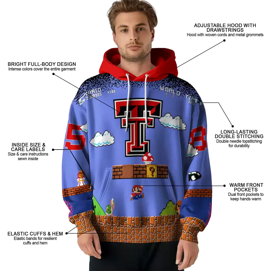 personalized texas tech red raiders mario blue black hoodie latest model personalized texas tech red raiders mario blue black hoodie latest model