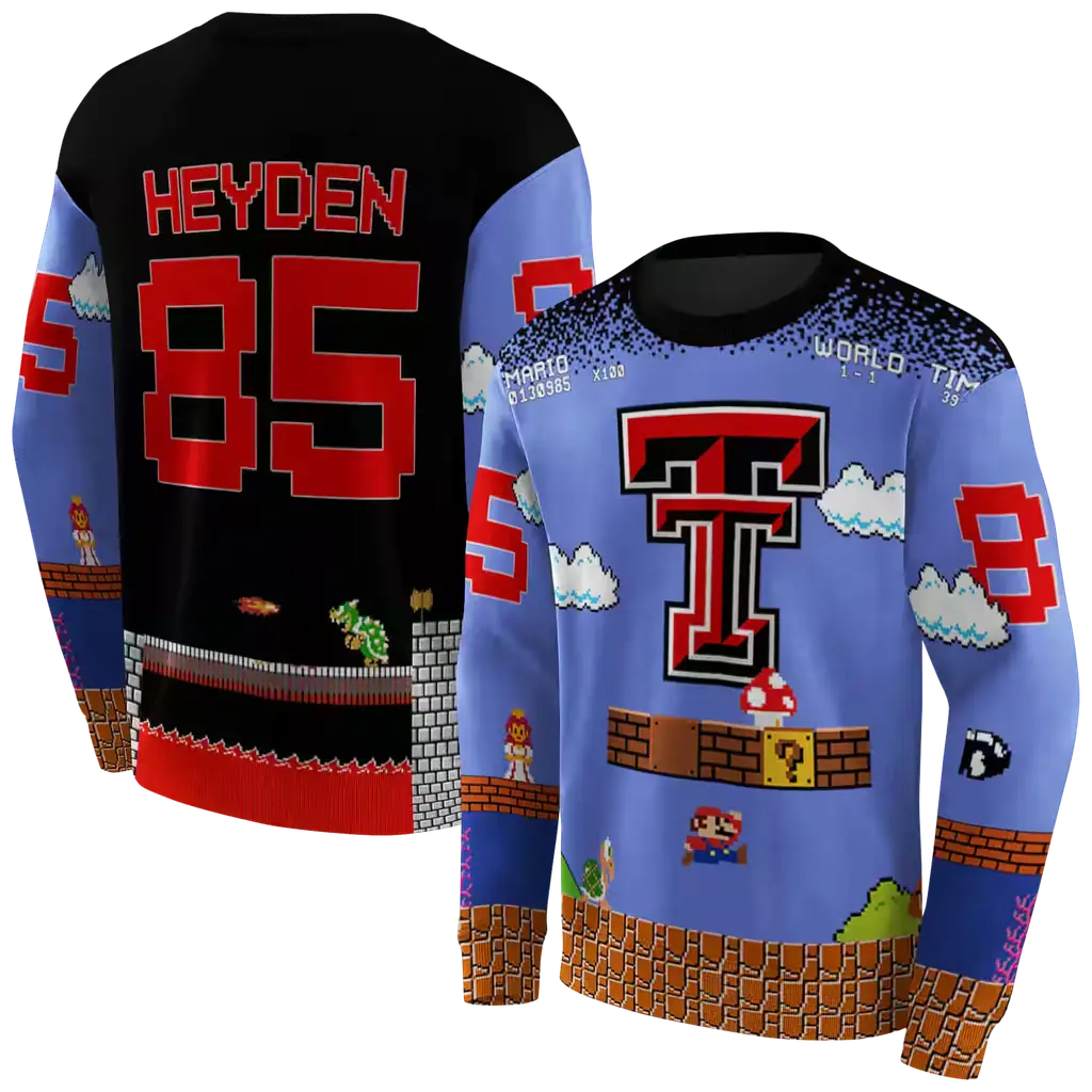 personalized texas tech red raiders mario blue black hoodie premium grade personalized texas tech red raiders mario blue black hoodie premium grade