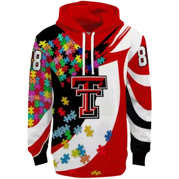 personalized texas tech red raiders puzzle pieces red hoodie best selling