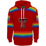 personalized texas tech red raiders rainbow stripes red hoodie best selling