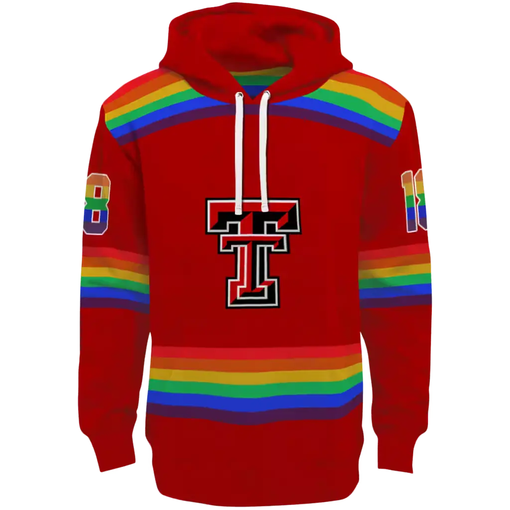 personalized texas tech red raiders rainbow stripes red hoodie best selling personalized texas tech red raiders rainbow stripes red hoodie best selling