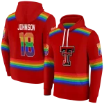personalized texas tech red raiders rainbow stripes red hoodie best selling