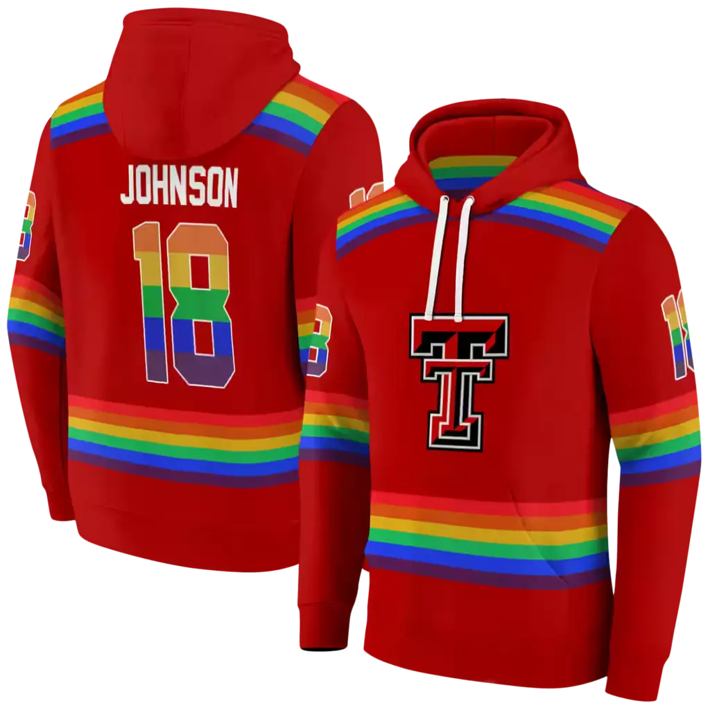 personalized texas tech red raiders rainbow stripes red hoodie fashion forward personalized texas tech red raiders rainbow stripes red hoodie fashion forward