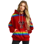 personalized texas tech red raiders rainbow stripes red hoodie best selling