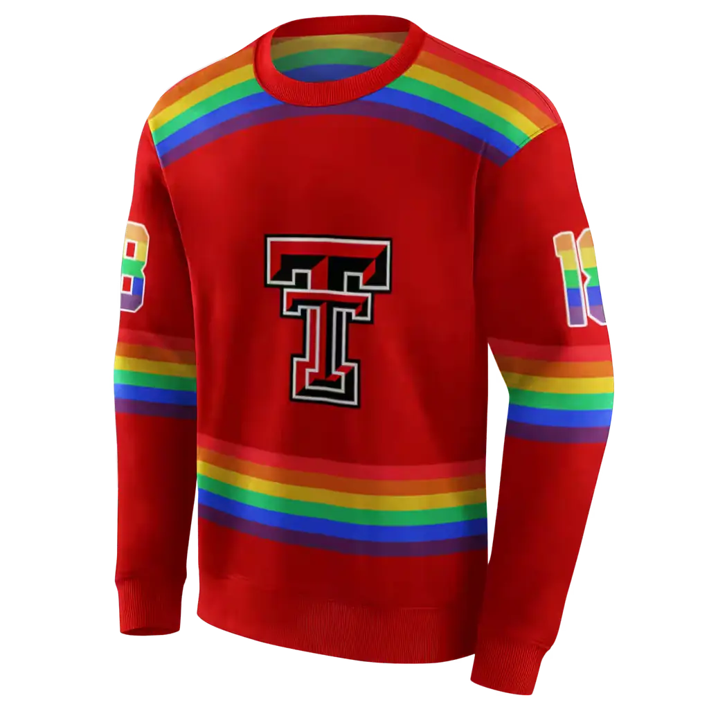 personalized texas tech red raiders rainbow stripes red hoodie new arrival personalized texas tech red raiders rainbow stripes red hoodie new arrival