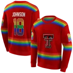 personalized texas tech red raiders rainbow stripes red hoodie best selling