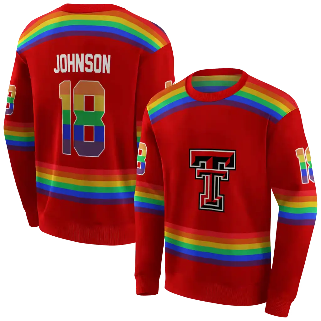 personalized texas tech red raiders rainbow stripes red hoodie premium grade personalized texas tech red raiders rainbow stripes red hoodie premium grade