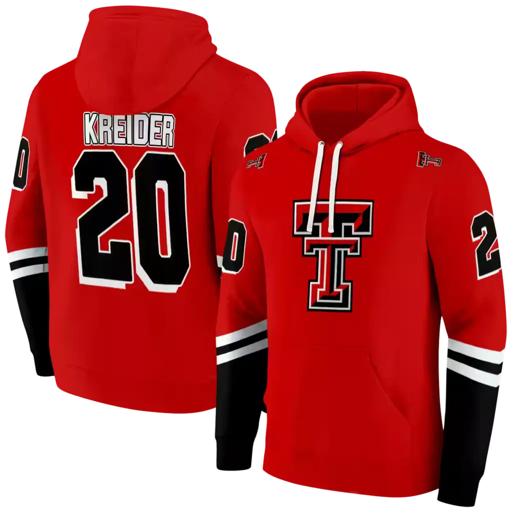 personalized texas tech red raiders striped sleeves red hoodie fashion forward personalized texas tech red raiders striped sleeves red hoodie fashion forward