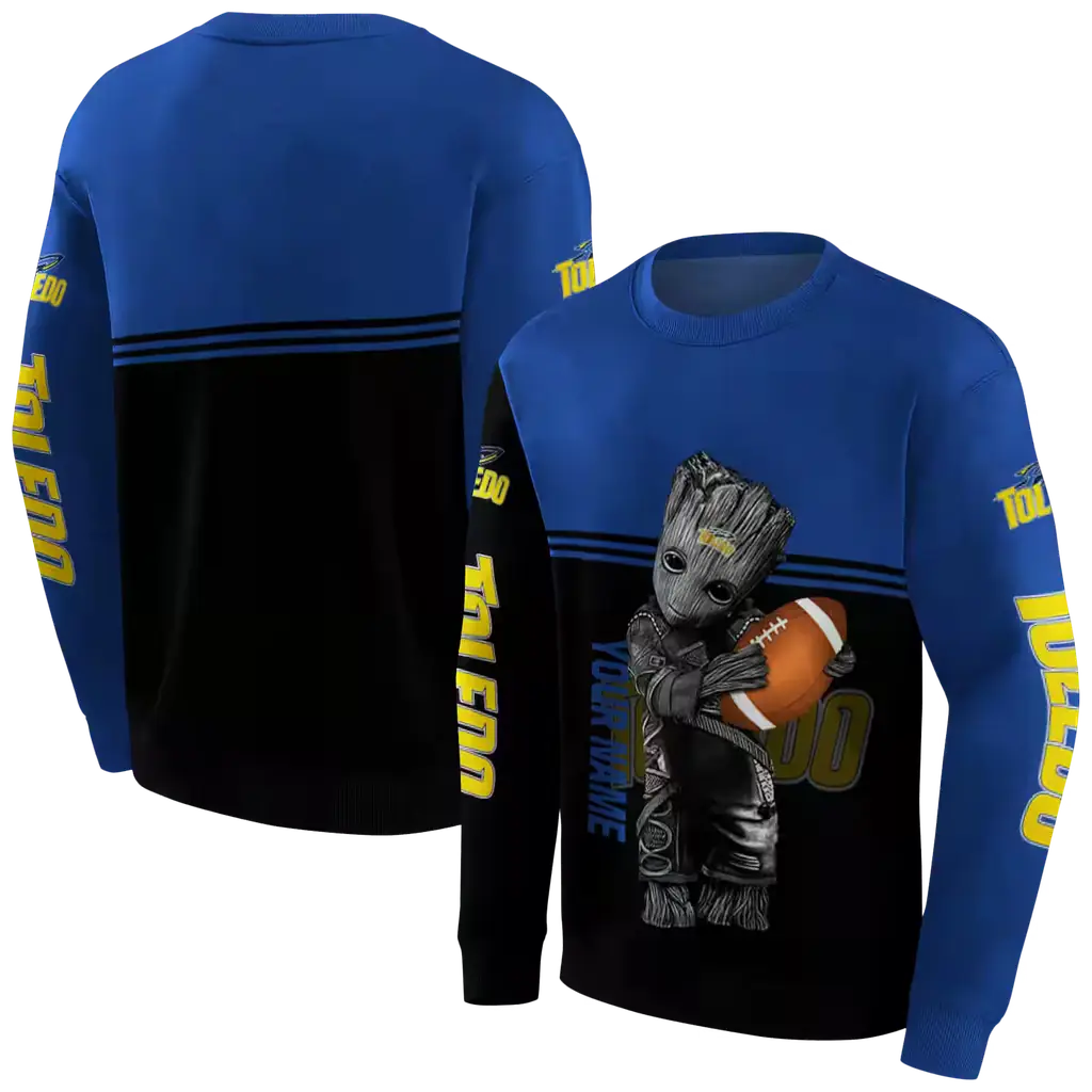 personalized toledo rockets baby groot blue black hoodie premium grade personalized toledo rockets baby groot blue black hoodie premium grade