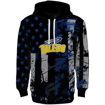 personalized toledo rockets distressed flag blue black hoodie best selling