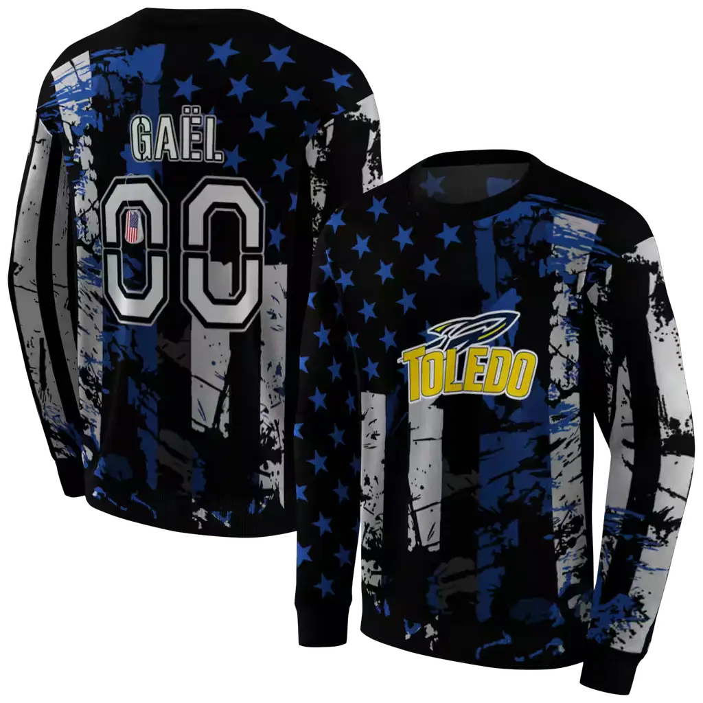 personalized toledo rockets distressed flag blue black hoodie premium grade personalized toledo rockets distressed flag blue black hoodie premium grade