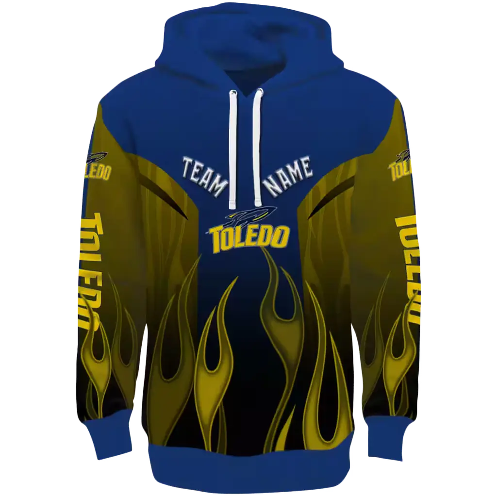 personalized toledo rockets flame design blue hoodie best selling personalized toledo rockets flame design blue hoodie best selling