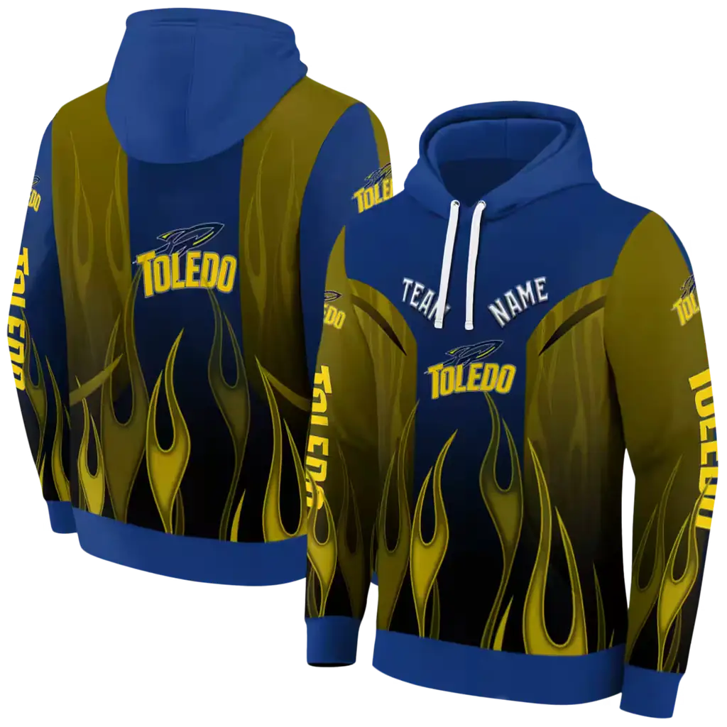 personalized toledo rockets flame design blue hoodie fashion forward personalized toledo rockets flame design blue hoodie fashion forward