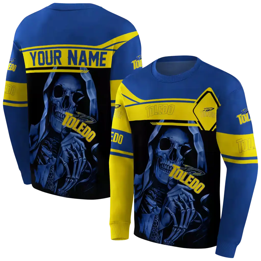 personalized toledo rockets grim reaper blue black hoodie premium grade personalized toledo rockets grim reaper blue black hoodie premium grade