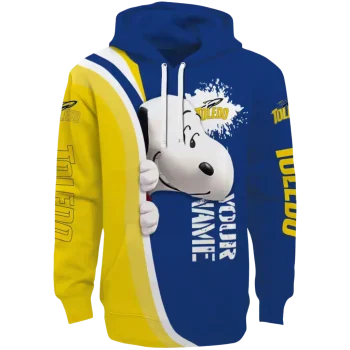 personalized toledo rockets peeking snoopy blue hoodie best selling