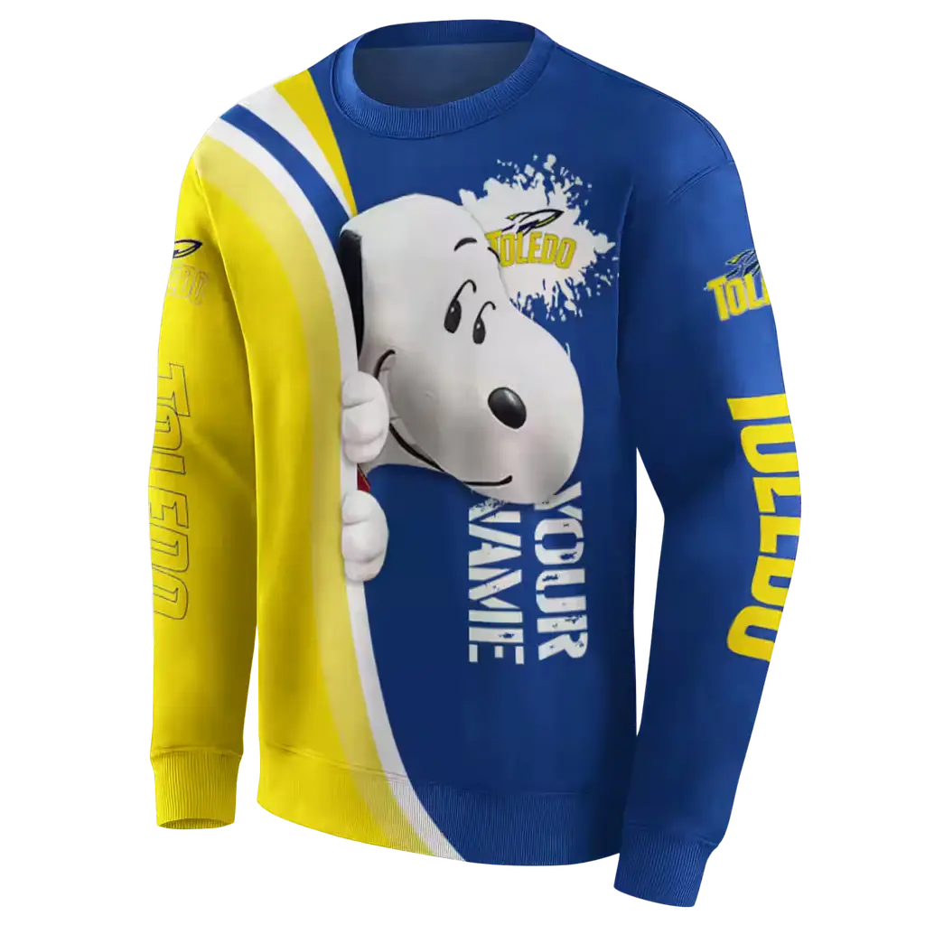 personalized toledo rockets peeking snoopy blue hoodie new arrival personalized toledo rockets peeking snoopy blue hoodie new arrival