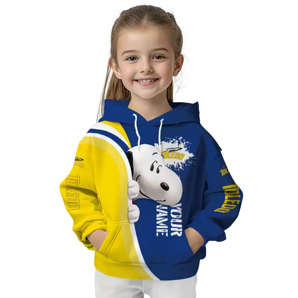 personalized toledo rockets peeking snoopy blue hoodie top rated personalized toledo rockets peeking snoopy blue hoodie top rated