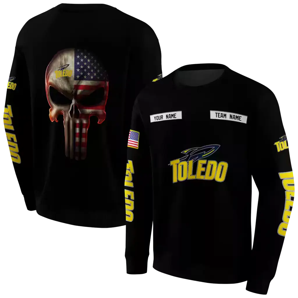 personalized toledo rockets punisher skull black hoodie premium grade personalized toledo rockets punisher skull black hoodie premium grade