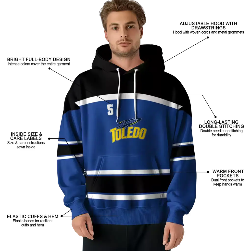 personalized toledo rockets striped pattern blue hoodie latest model personalized toledo rockets striped pattern blue hoodie latest model