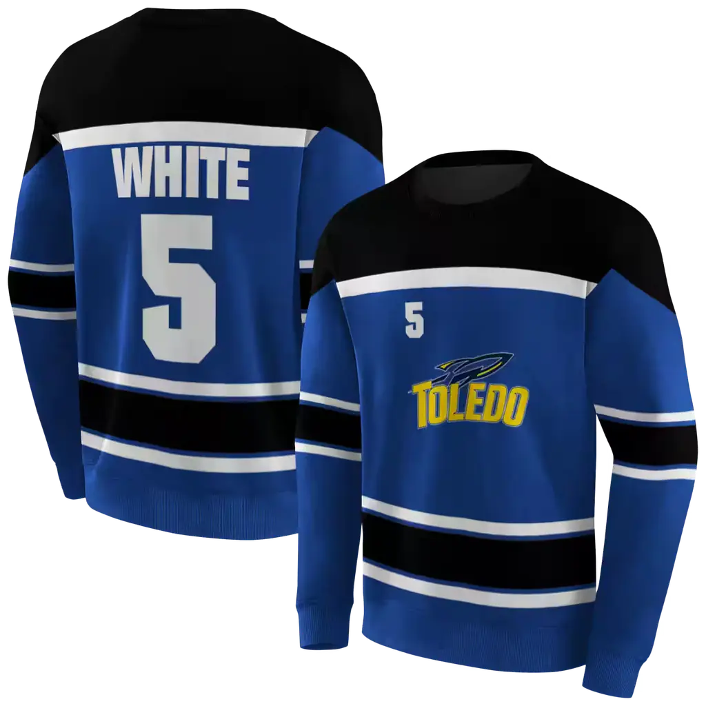 personalized toledo rockets striped pattern blue hoodie premium grade personalized toledo rockets striped pattern blue hoodie premium grade