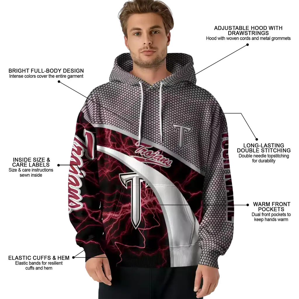 personalized troy trojans hexagonal mesh red black gray hoodie latest model personalized troy trojans hexagonal mesh red black gray hoodie latest model