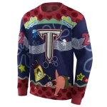 personalized troy trojans spongebob patrick star red navy hoodie best selling