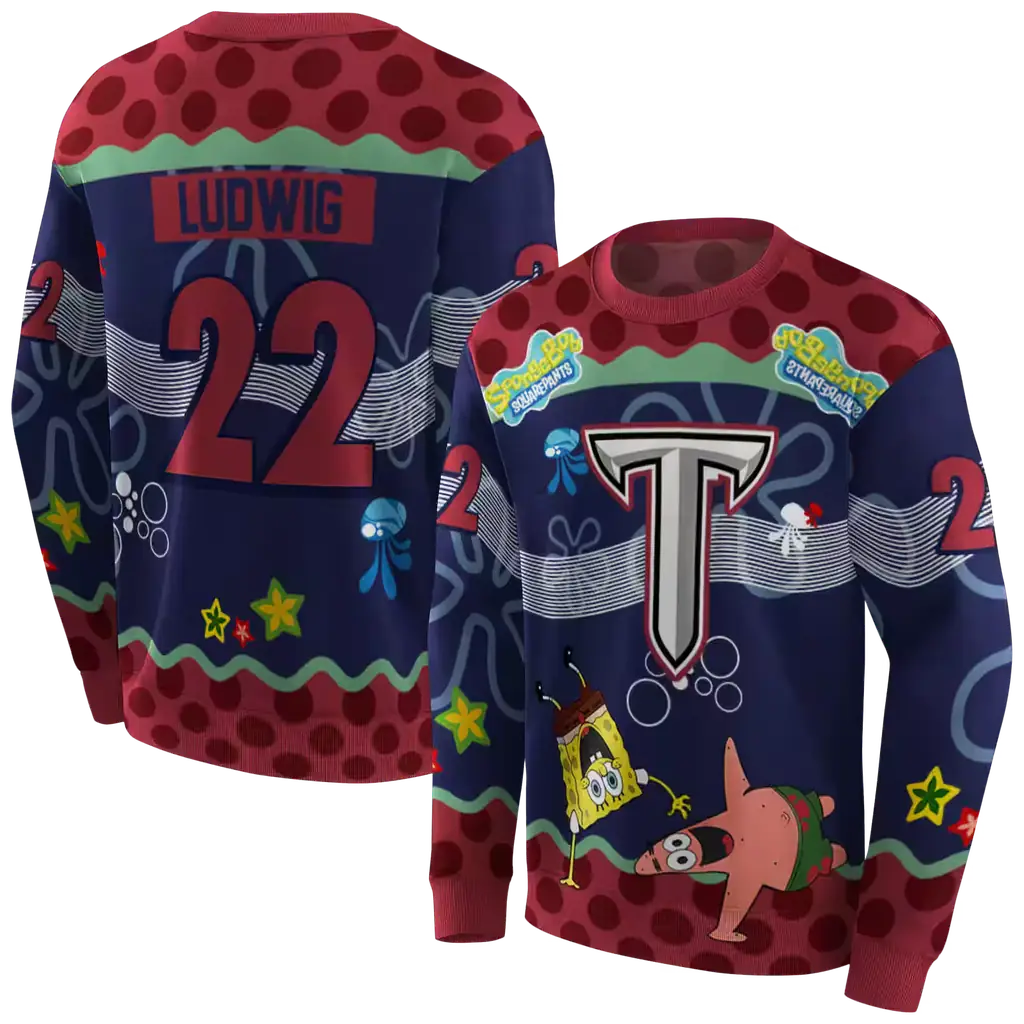 personalized troy trojans spongebob patrick star red navy hoodie premium grade personalized troy trojans spongebob patrick star red navy hoodie premium grade