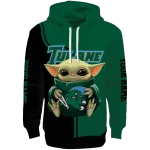 personalized tulane green wave baby yoda green black hoodie best selling