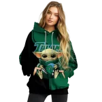 personalized tulane green wave baby yoda green black hoodie best selling