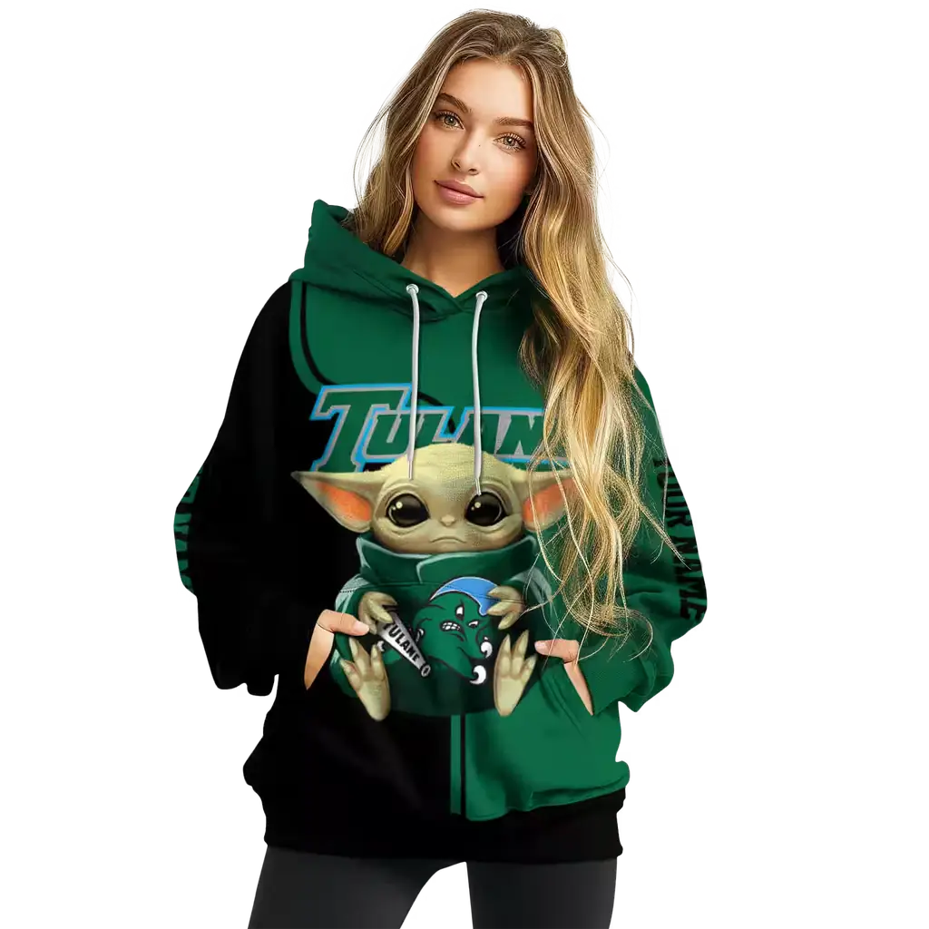 personalized tulane green wave baby yoda green black hoodie high quality personalized tulane green wave baby yoda green black hoodie high quality