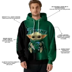 personalized tulane green wave baby yoda green black hoodie best selling