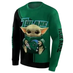 personalized tulane green wave baby yoda green black hoodie best selling