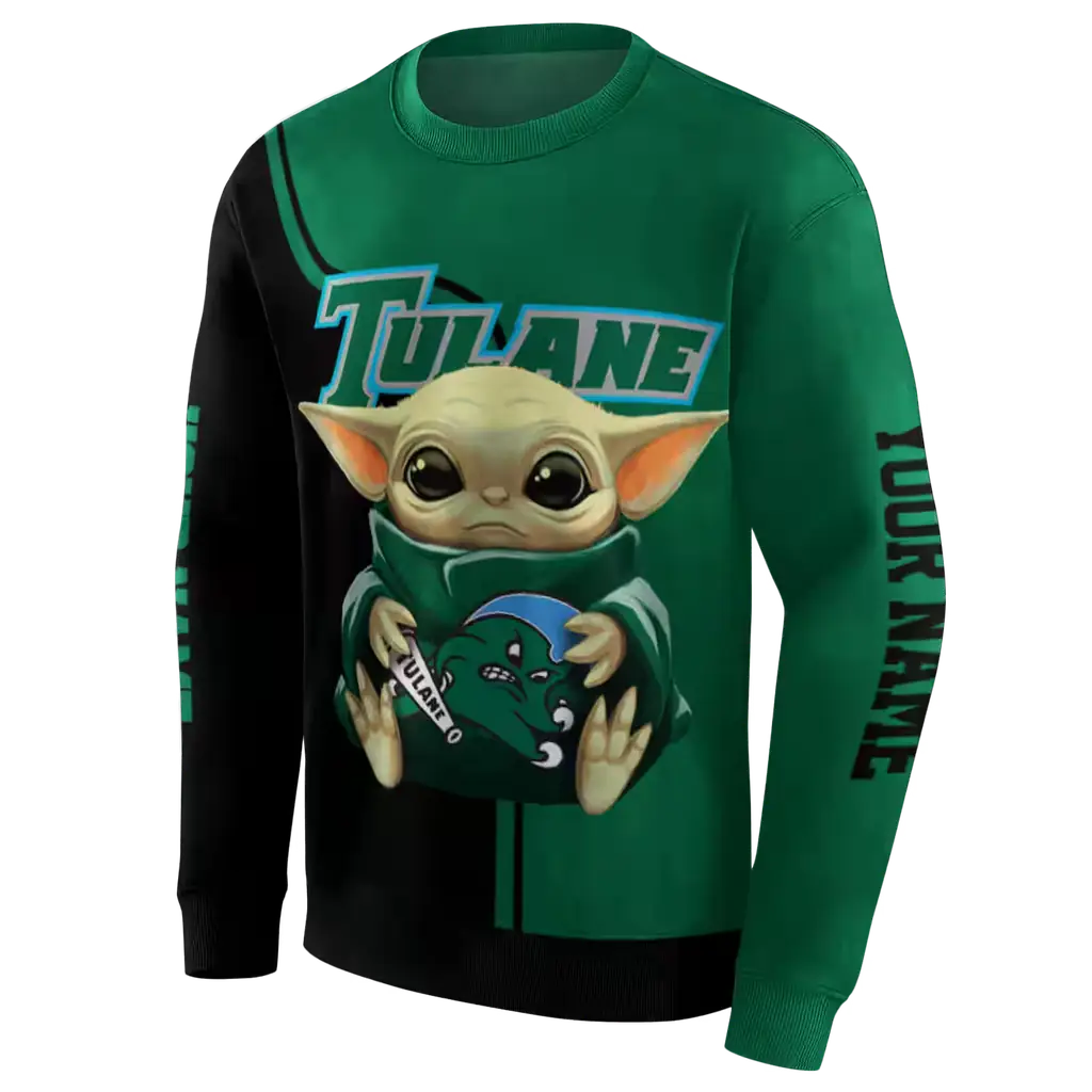 personalized tulane green wave baby yoda green black hoodie new arrival personalized tulane green wave baby yoda green black hoodie new arrival