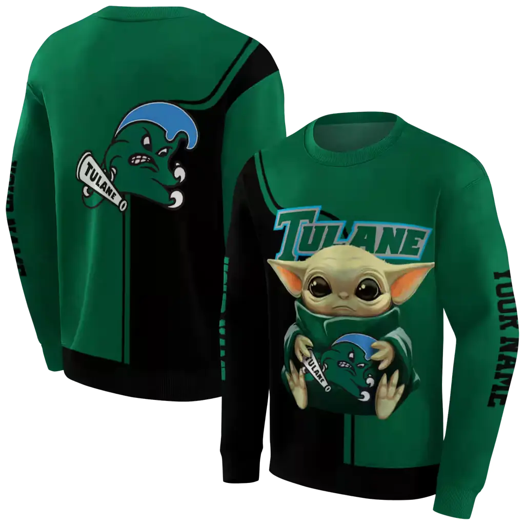 personalized tulane green wave baby yoda green black hoodie premium grade personalized tulane green wave baby yoda green black hoodie premium grade