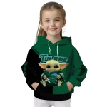 personalized tulane green wave baby yoda green black hoodie best selling