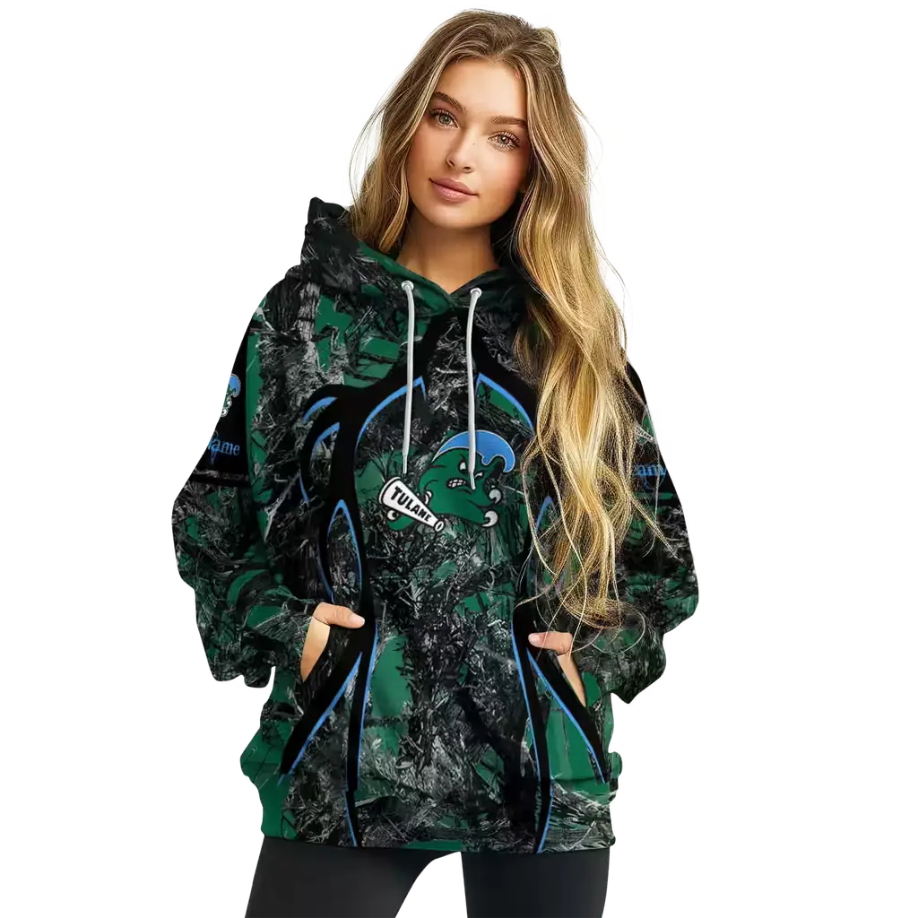 personalized tulane green wave hunting theme green black hoodie high quality personalized tulane green wave hunting theme green black hoodie high quality