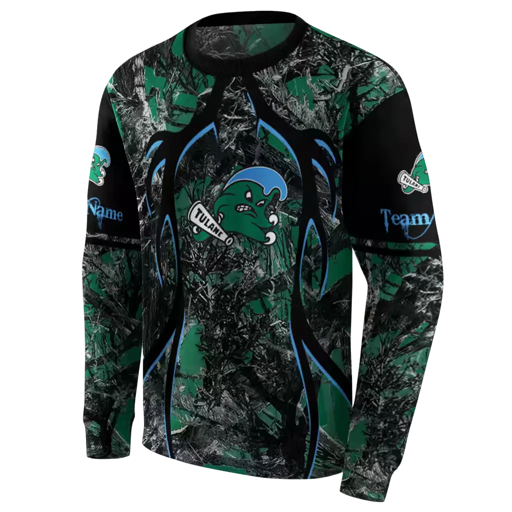 personalized tulane green wave hunting theme green black hoodie new arrival personalized tulane green wave hunting theme green black hoodie new arrival