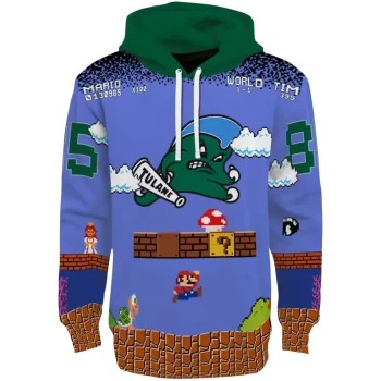 personalized tulane green wave mario blue black hoodie best selling